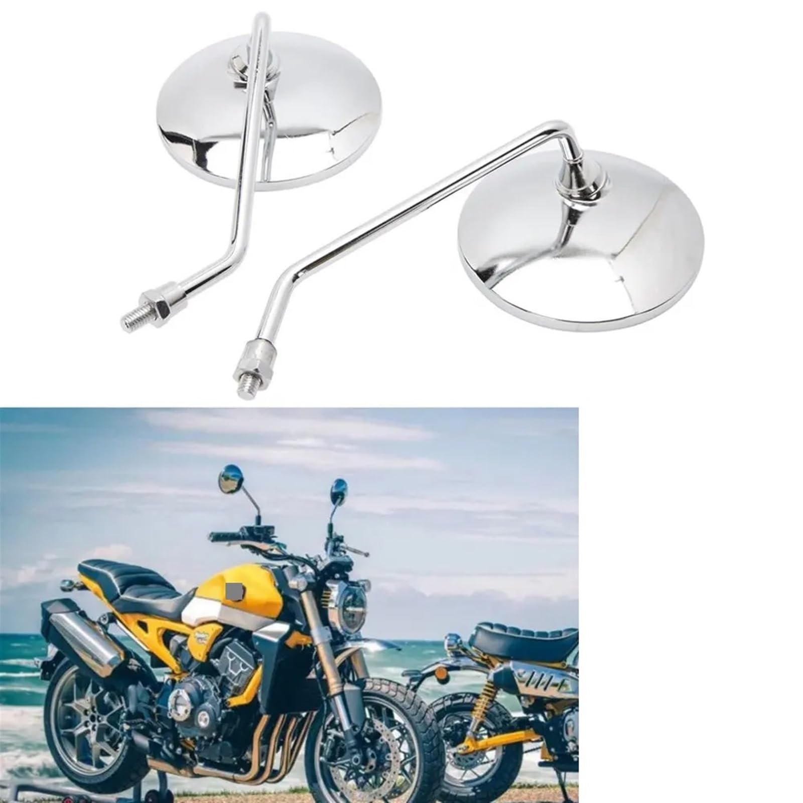 Specchietti Retrovisori Universali Cromati Rotondi Da 10 Mm Per Moto Scooter Specchietti Laterali Per Suzuki GN 125 Per Jog BWS BWS 100 125 Vino Specchietti Manubrio