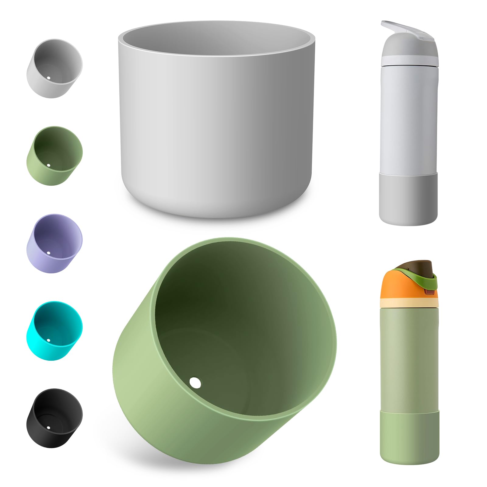 Airboat 2PCS Silicone Water Bottle Boot for Owala 24oz 32oz 40oz, Protective Bottom Bumper Anti-Slip Sleeve for FreeSip, Twist, and Flip Stainless