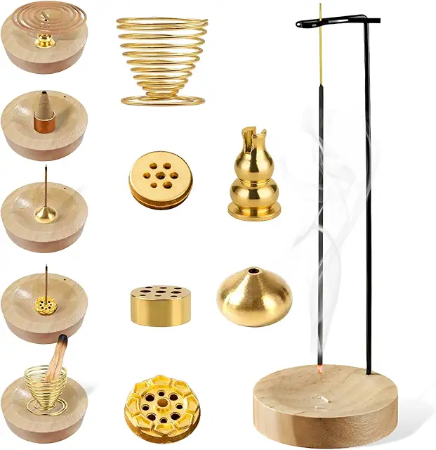 Quemador de Incienso 8 en 1 Madera Desmontable para Yoga y Meditación
