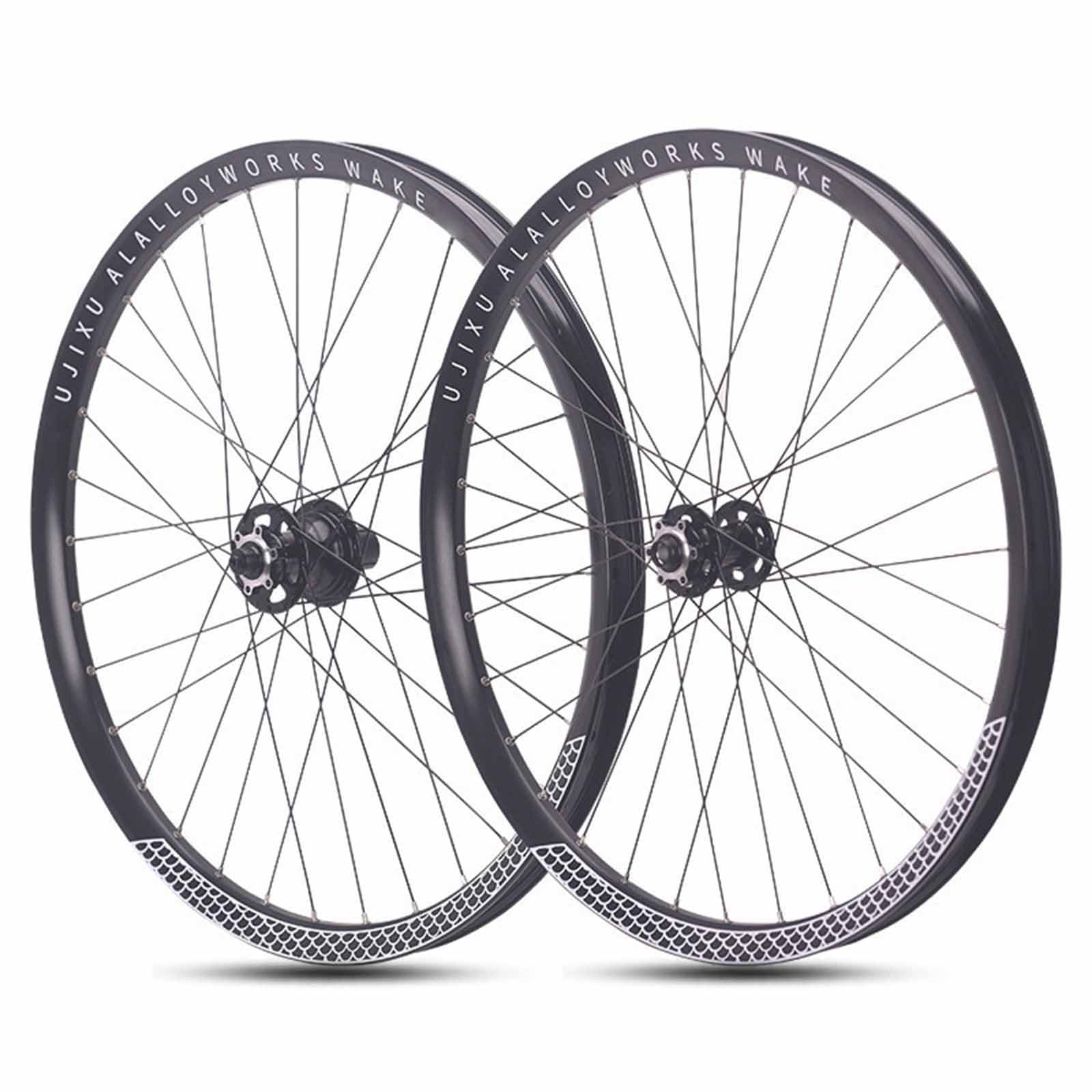 Zestaw kół do rowerów górskich 26" i 27,5", obręcze aluminiowe z podwójną ścianą, oś przelotowa 15 x 100 mm, 12 x 142 mm, hamulec tarczowy, 32 szprychy, do rowerów 7