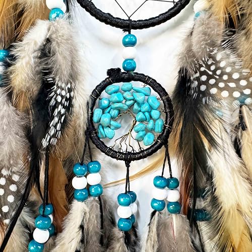 Dream Catchers for Adults Large Dream Catchers Black Dream Catcher Turquoise Wall Decor for Bedroom Adult Brown Boho Dream Catcher Wall Decor Tree of Life Suncatcher Hanging - Thumbnail 6