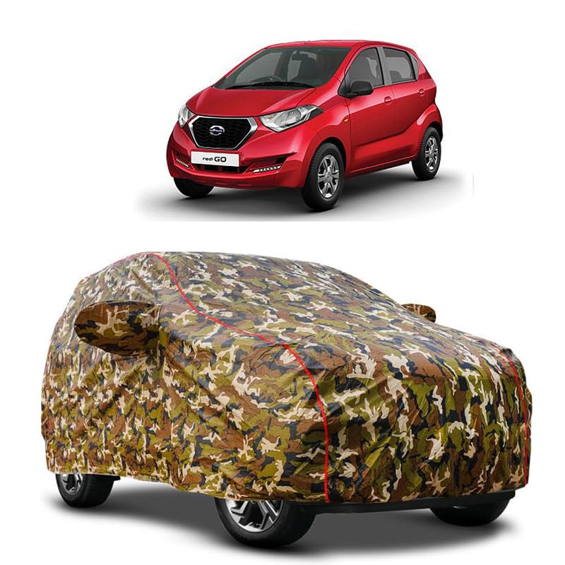 DUFFEL-Waterproof Car Body Cover Compatible for Datsun Redi GO 1.0 T Option Scratchproof Mirror Pocket with Buckle Hook Triple Stitched,Elastic Grip,Ultra Surface All Modal & Variants[Magic]
