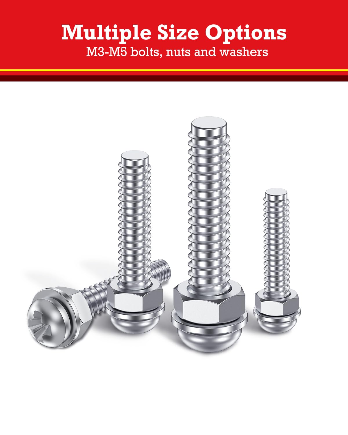 YOOPIN 680PCS Nuts and Bolts Set, M3/M4/M5 Phillips Round Head Screws Nuts and Washers - Image 4