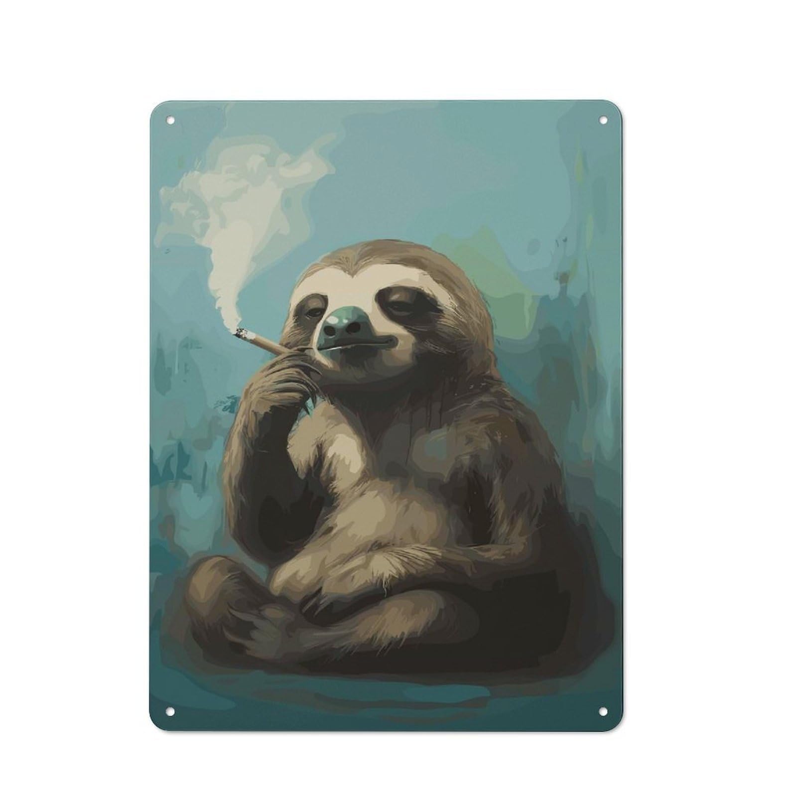 Junmoney Cool Sloth Smoking Retro Metal Plaque 40X30cm For Lounge Or Reading Corner, For Vintage Wall Decor Fans, For Themed Room Decoration