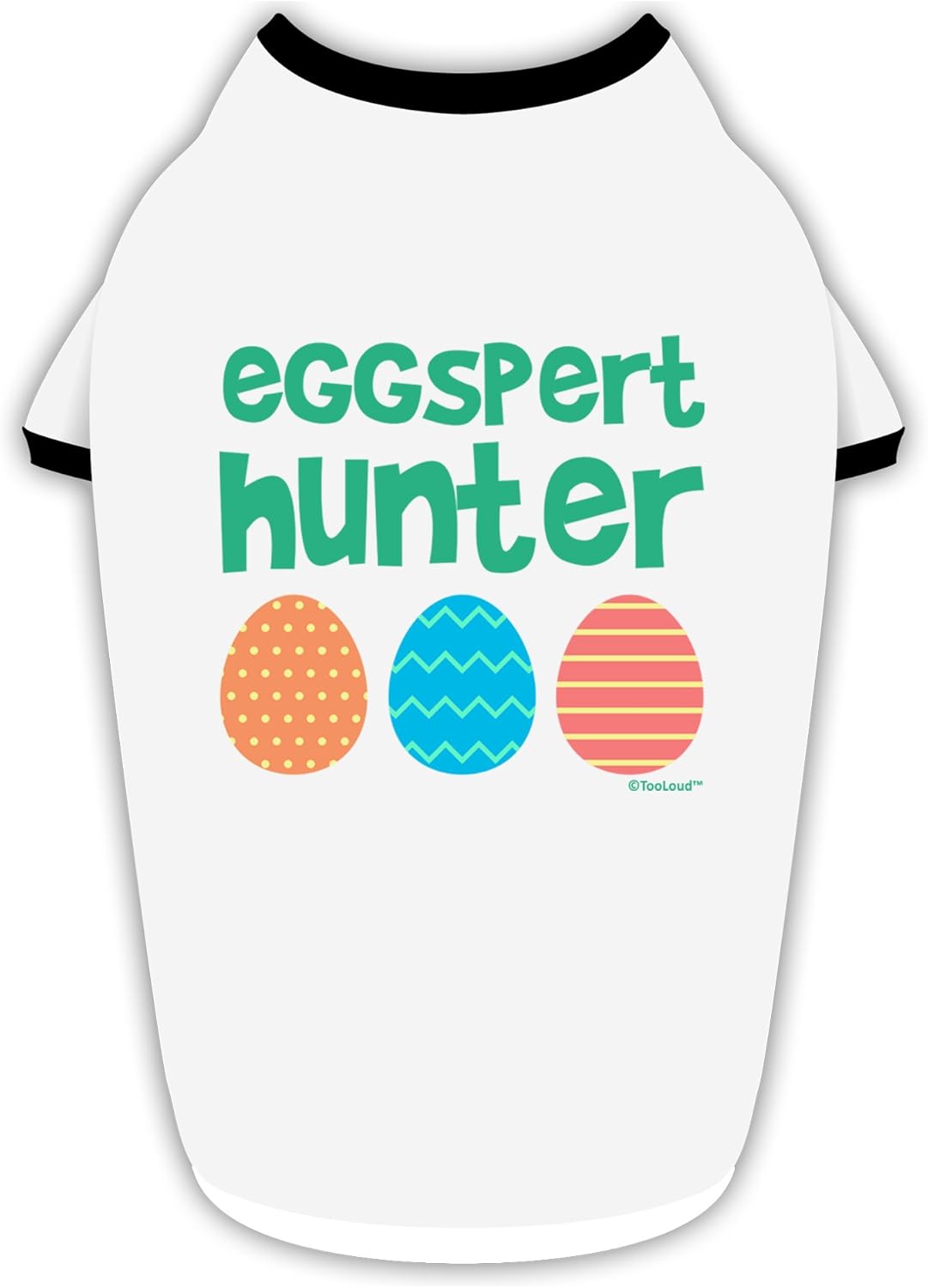 TOOLOUD Eggspert Hunter - Easter - Green Cotton Dog Shirt White with Black Small