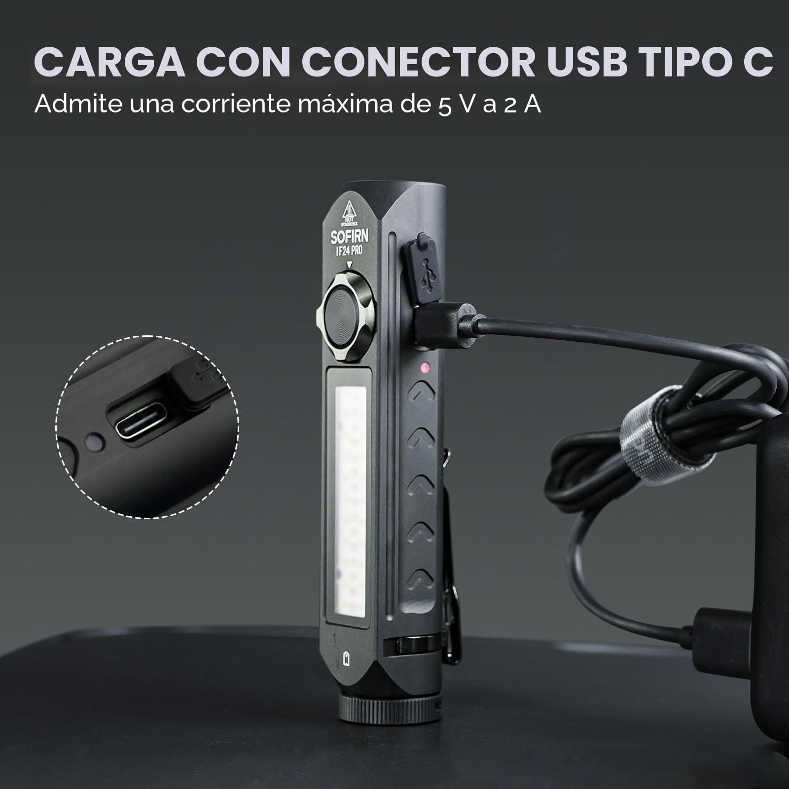 Linterna LED Sofirn IF24 Pro Muy Brillante - Linternas EDC LED Recargables 1800 Lúmenes, Lámpara Recargable Superbrillante con Tapa Magnética, Luces de Color Rojo para Camping, Senderismo