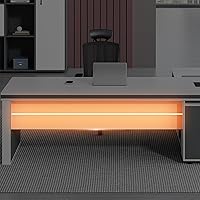 Vista 6 de Escritorio de oficina en forma de L con cajón de bloqueo, escritorio de madera para computadora, estación de trabajo ejecutiva en forma de L