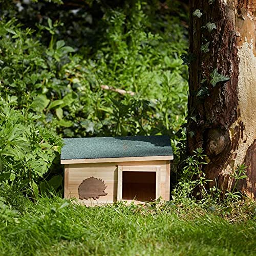 Gardenesque - Wooden Hedgehog House with Hinged Roof -Weatherproof Hedgehog Shelter - For Outdoors - Feeding Station & Home - Hibernation Nesting Shelter Box - L35xW35xH18cm - Image 3