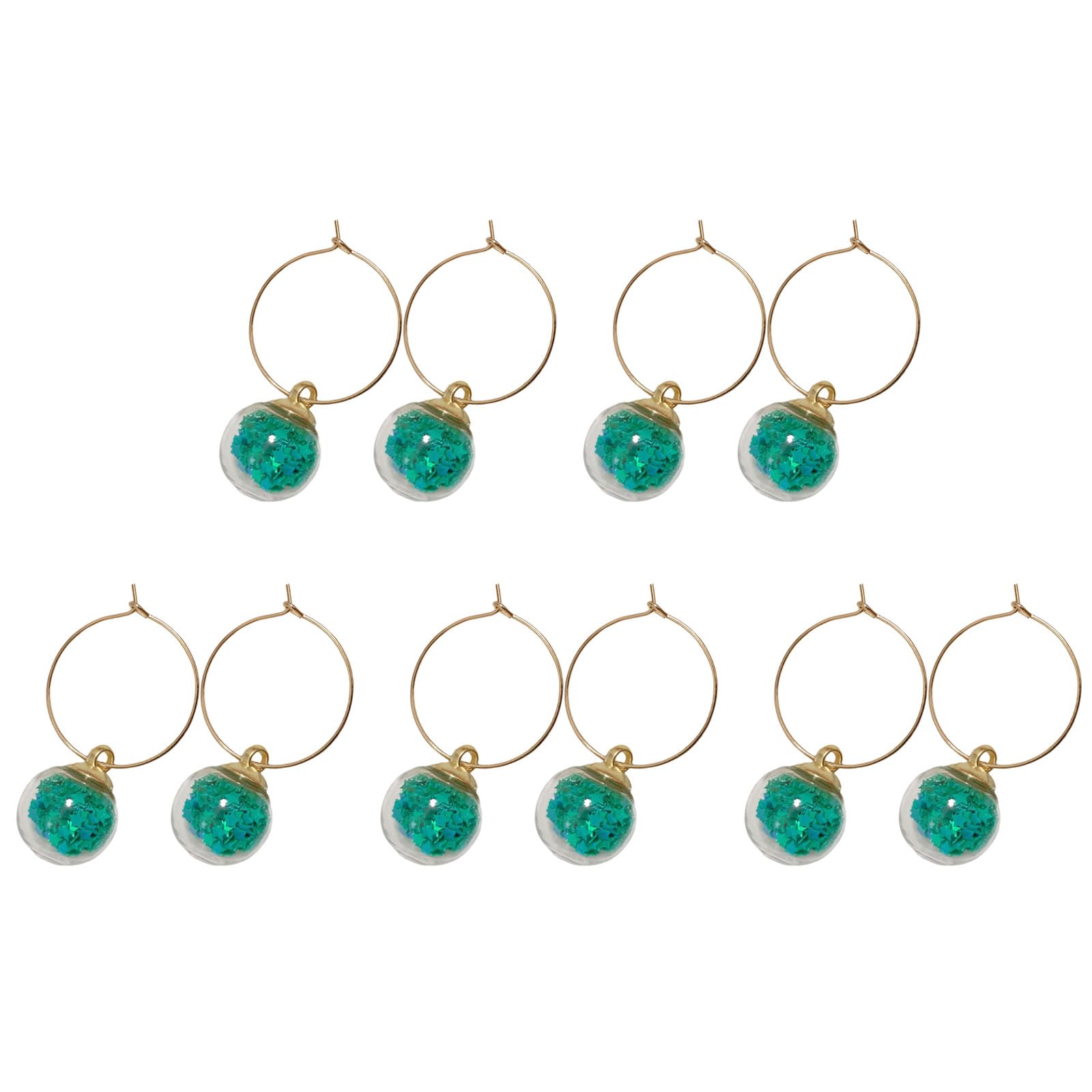 Buxuaaaa Emerald Green 10Pieces Wine Glass Charm For Wine Cocktail Champagnes Tasting Party Supplies Goblet Drink Marker Label With Rings Glass Markers