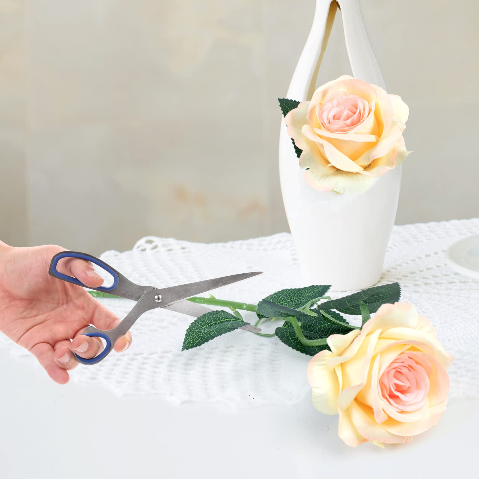 Lot De 12 Roses Rouges Artificielles En Soie, Réalistes