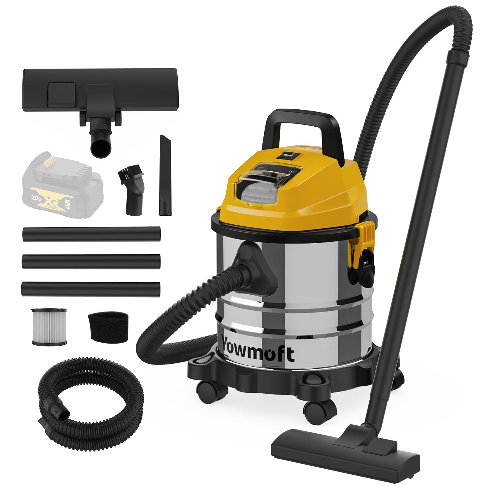 4 Gallon Cordless Wet Dry Shop Vac with Blower for Car & Home, Bare Tool | 16kPa Wet Dry…