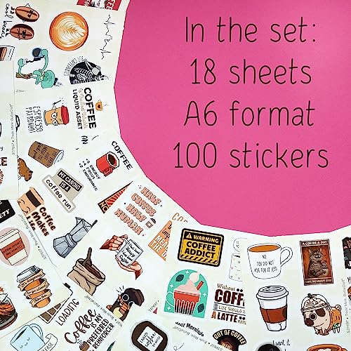 BulbaCraft 100Pcs Coffee Stickers