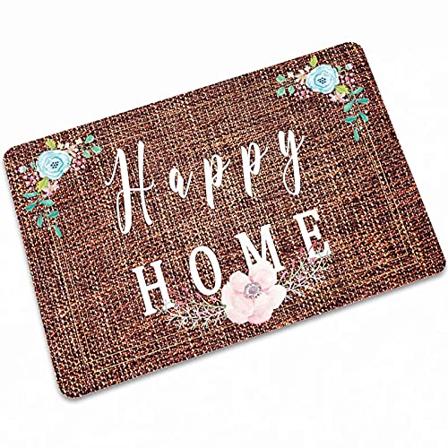 Plancholo Happy Home, Zerbino a righe intrecciate, per interni ed esterni, lavabile in lavatrice, a basso profilo, per ingresso, 40 x 60 cm, marrone
