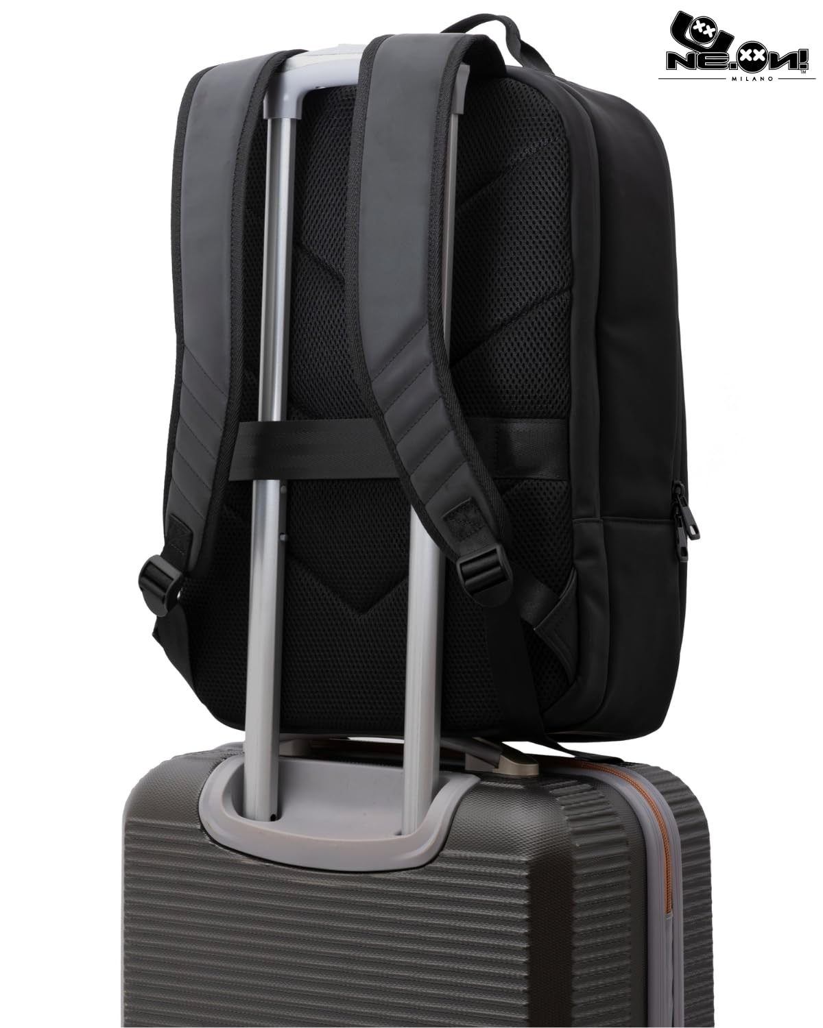 NE.ON! Milano Zaino Donna Uomo Porta PC, Impermeabile ed Elegante, Perfetto per Lavoro, Università, Scuola e Viaggi. Design Compatto, Comfort Ergonomico, Versatile, Professionale da 12 e 17 Litri
