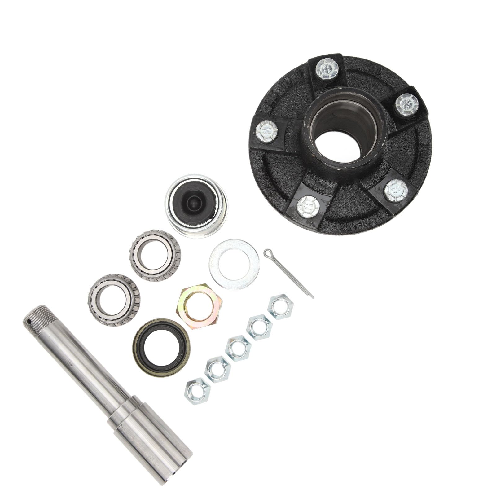 Trailer Idler Hub Kits, Shake Prevention Premium Material Easy Install 2 000 Lbs Trailer Axle Kits Stable with 5 On 4.5in Bolt Idler Hub for Cargo Boat Trailer