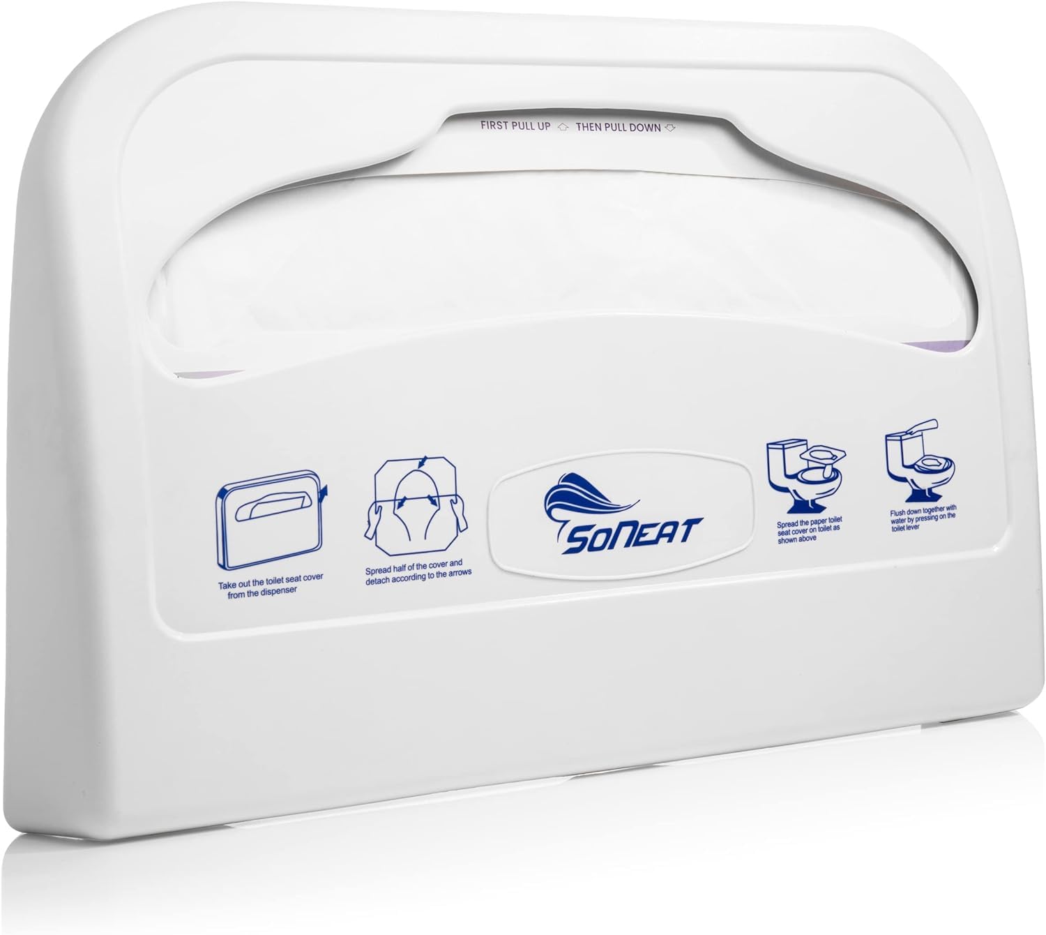 Toilet Seat Cover Dispenser - Wall Mount Plastic Dispenser for Disposable Half Fold Toilet Seat Liner - Heavy Duty, Portable, Lightweight Holder for Commercial and Residential Use