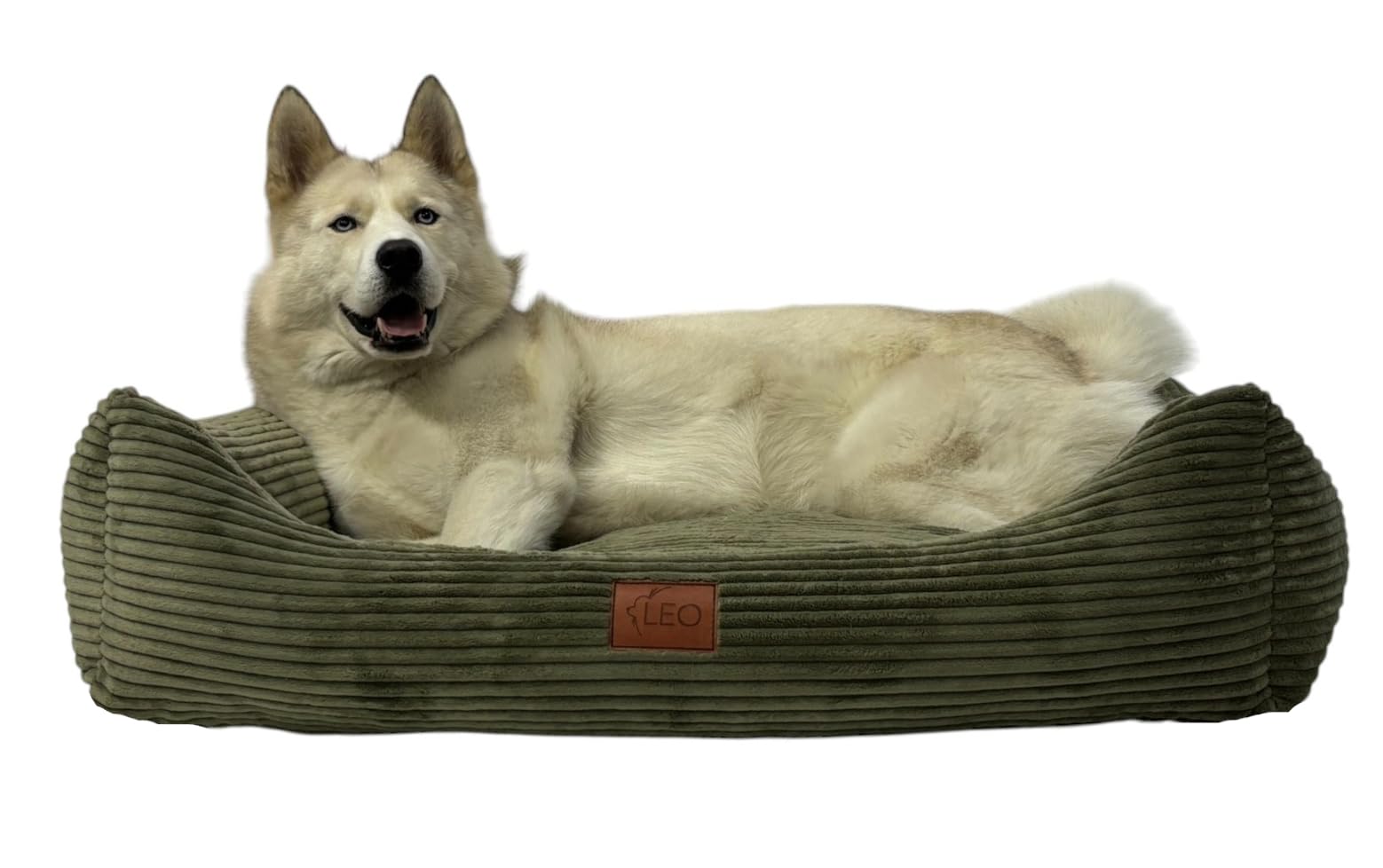 Hundebett Cord Waschbar Bezug Für kleine mittelgroße und große Hunde Hundekissen Hundesofa Hundekorb (Olive, L 100x80)