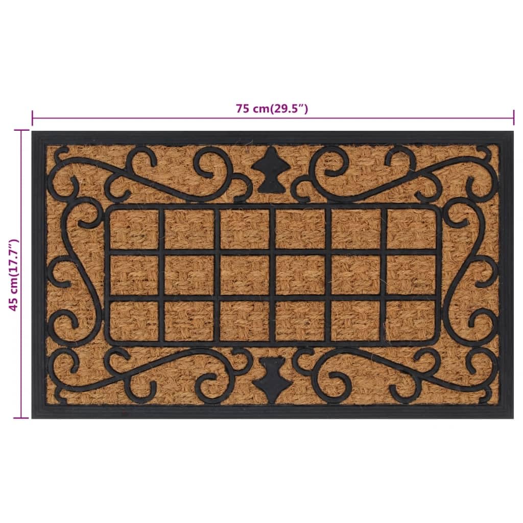 Paillasson rectangulaire - 45 x 75 cm - En caoutchouc et fibre de coco - Antidérapant - Pour entrée et porte d'entrée - Durable - Résistant aux intempéries - Absorbant - Également pour