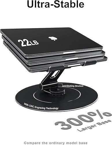 Vista 14 de Soporte ajustable para computadora portátil, elevador plegable de metal, soporte de refrigeración ventilado, soporte ergonómico para computadora