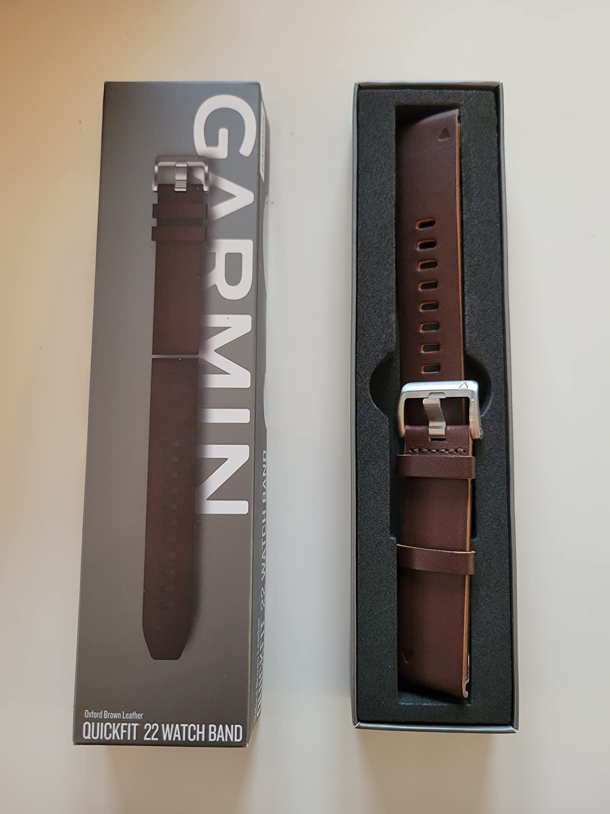 Garmin QuickFit 22 Watch Band Chestnut Leather (010-12863-05