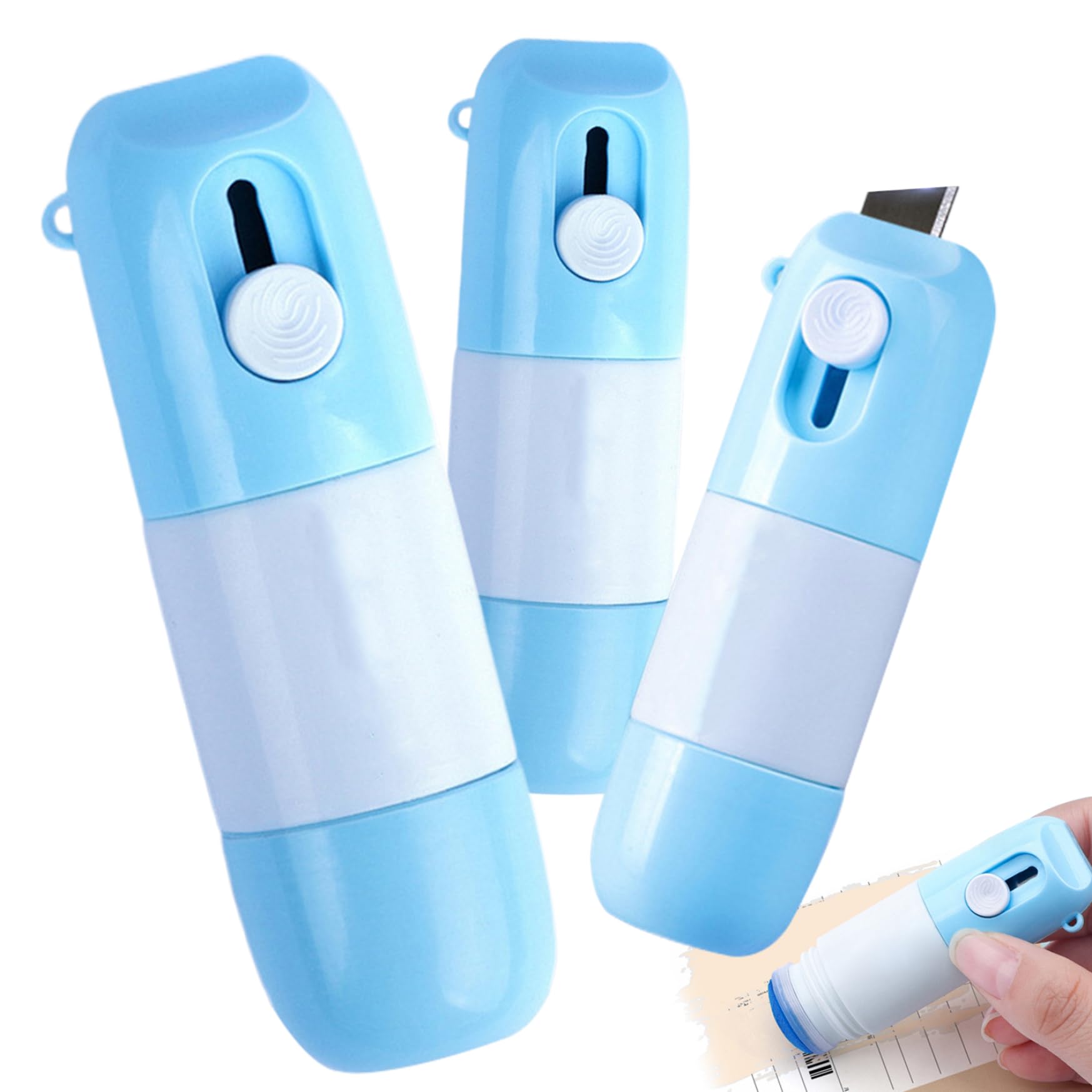 3pcs Fluid de corrección de papel, fluido de corrección de papel térmico con abridor de paquetes, líquido blanco out instantáneo Pen de protección de la privacidad para etiquetas de paquetes, factu