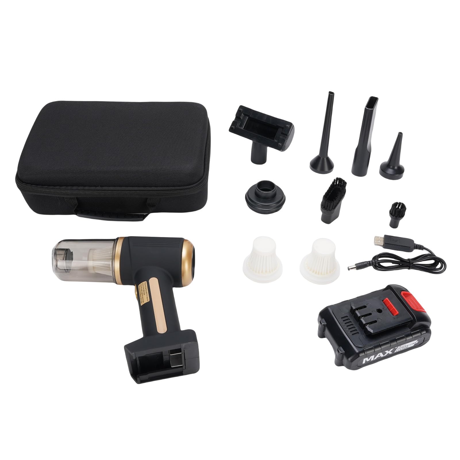 Wakects Aspirador de Mano para Coche, Inalámbrico, con Motor sin Escobillas, 20000 Pa, 6000 MAh, Soplador ABS y Succión para Limpieza de Coche, Hogar y Oficina