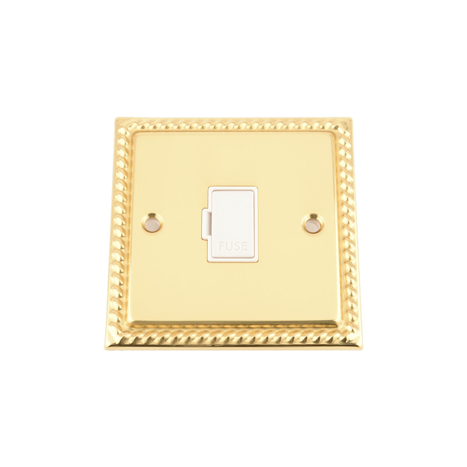 A5 Products White Unswitched Fused Spur 13 Amp - Polished Brass - Georgian