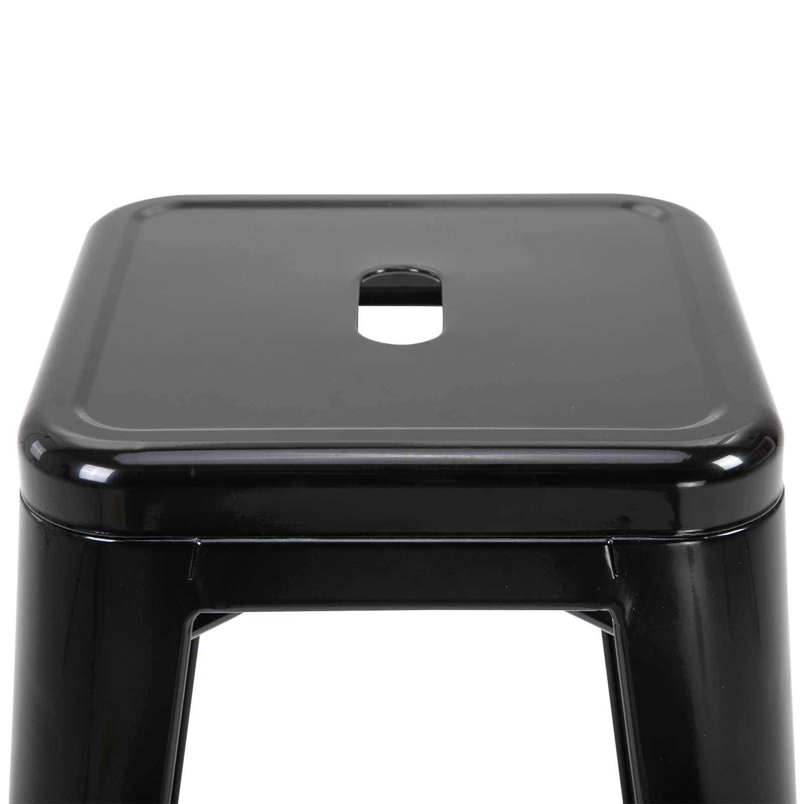 HOMCOM Lot de 4 tabourets de Bar Empilable Chaise de Bar Industriel avec Repose-Pied Hauteur d'Assise 76 cm, Cadre en métal, Style rétro, pour Salle à Manger, Balcon, bistrot ou Bar, Noir