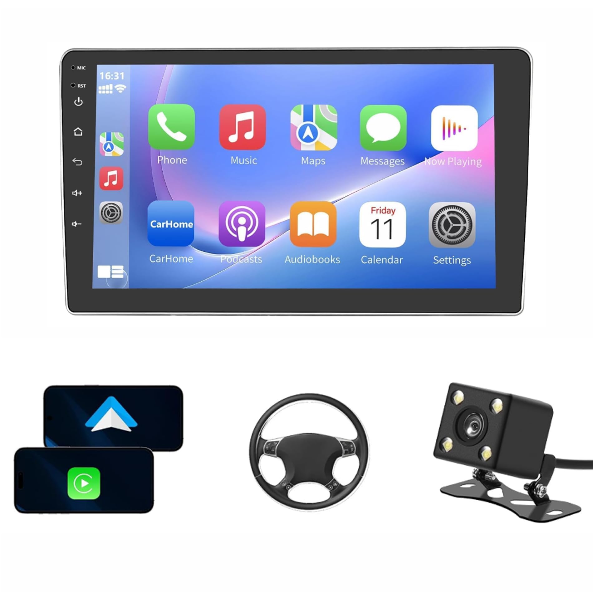 Radio Coche Alfa Romeo Mito 2008-2013 Android Auto y CarPlay Wireless | 9 coche Bluetooth Estéreo IOS Android con FM GPS navegador USB Cámara Trasera Mic Reproductor Multimedia