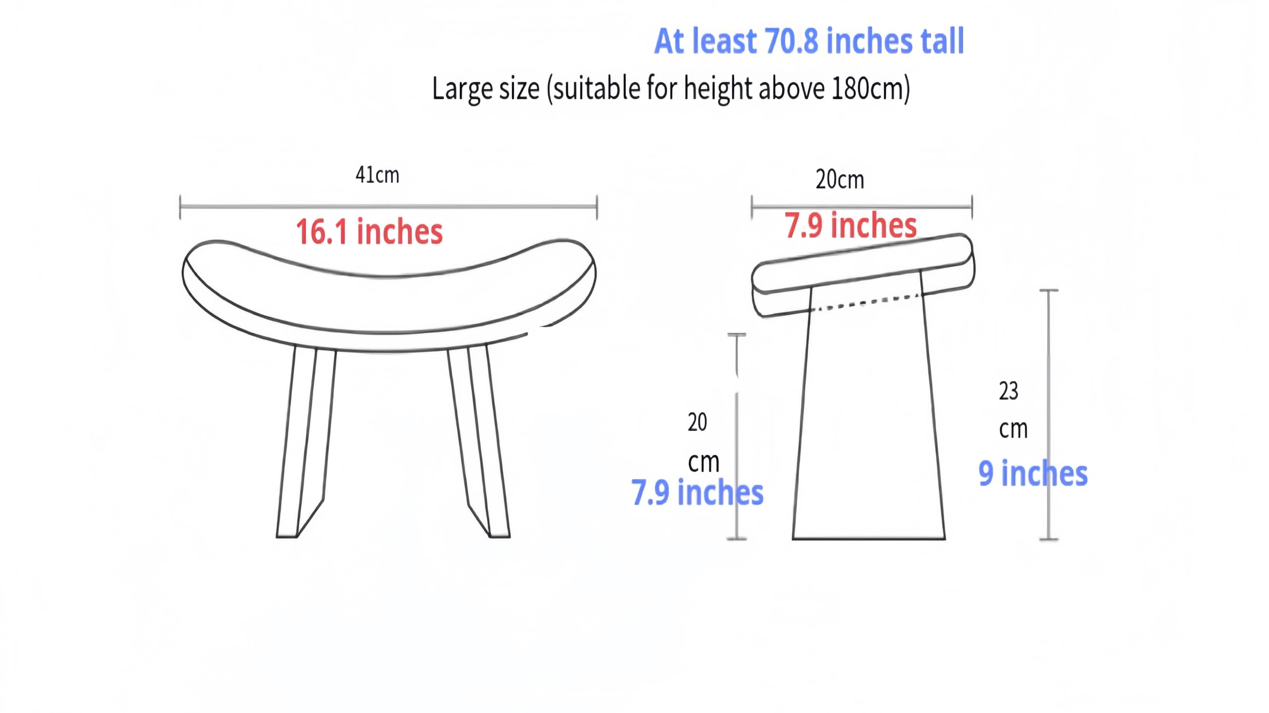 Sgabello inginocchiato in legno massello, sgabello da meditazione per tè, meditazione, yoga, sgabello ergonomico per il fitness domestico (L# è adatto per altezza superiore a 180 cm)