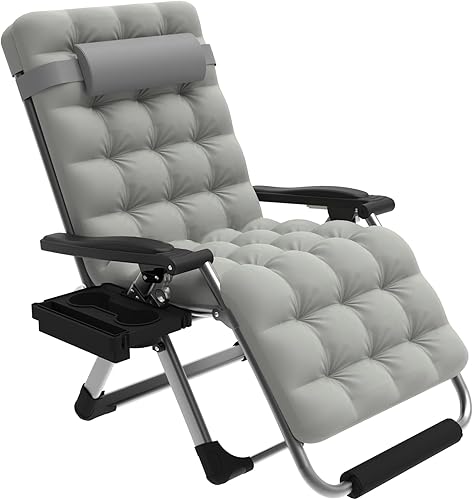 Miniatura 1 de Slendor Silla de gravedad cero de gran tamaño, reclinable de gravedad cero de 29 pulgadas, silla reclinable plegable, silla de patio interior y