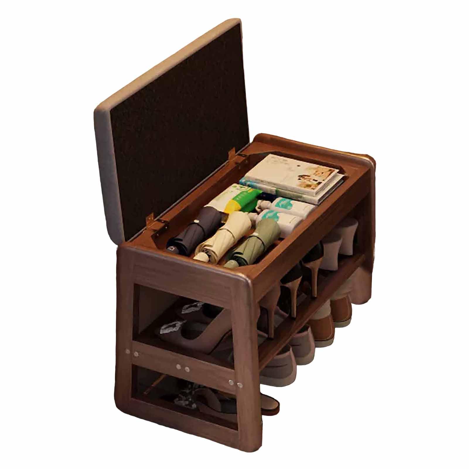 Banc de rangement à chaussures en bois avec assise pour la chambre