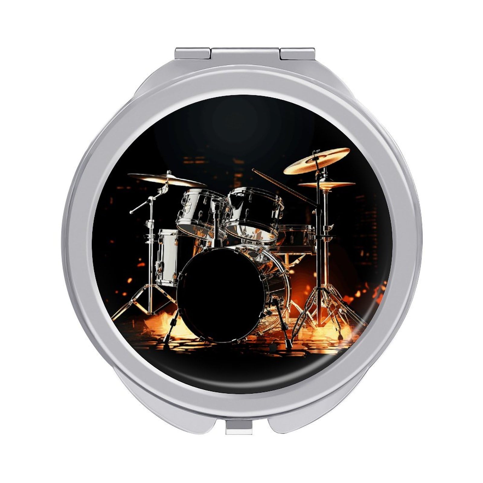 JTREHY Drummer Makeup Mirror Silver Mirror Surface Folding Makeups Mirrors Lightweight Durable Looking Glass for Suitable Traveling Handbag and Purses