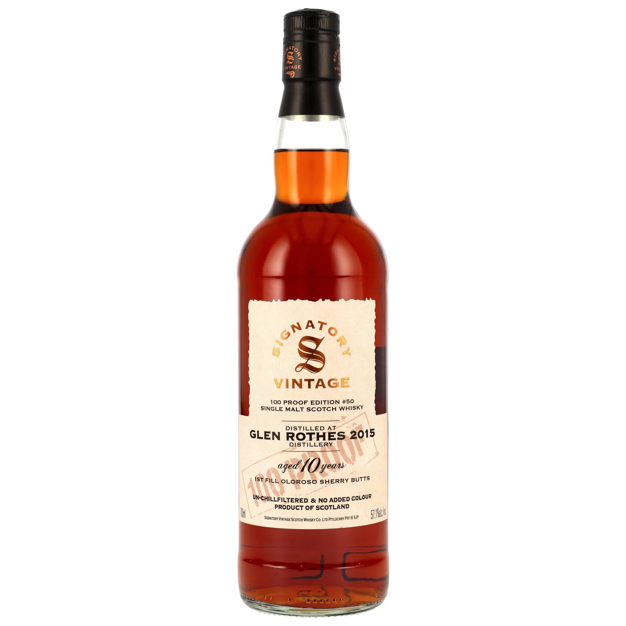 Glen Rothes 2015 Signatory Vintage 100 Proof Edition Single Malt Whisky (1x0,7l)