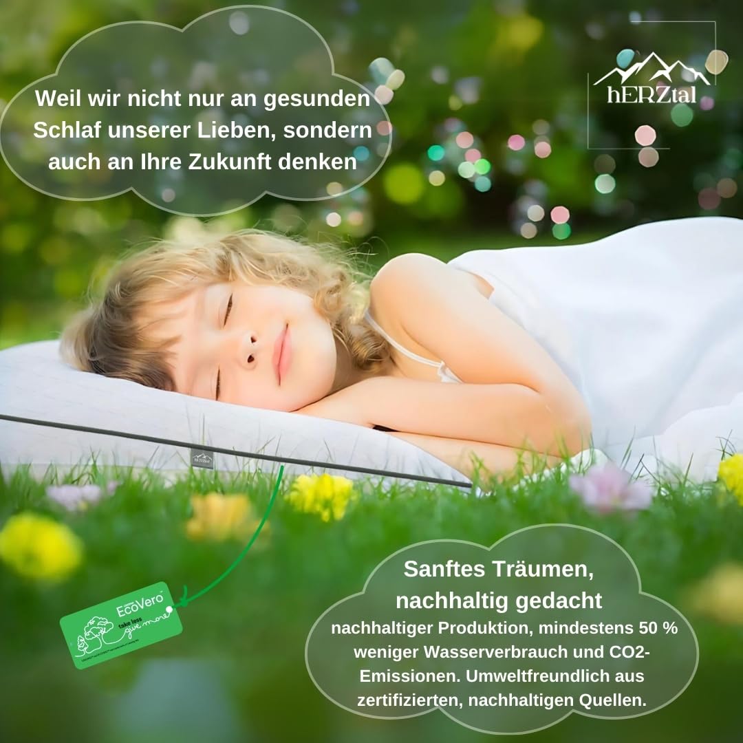 Babykissen/Kinderkissen, Sehr Gut bewertet, Kinderkopfkissen 45x30x8cm, Ökotex Zertifiziert, Nachhaltig, Unabhängig Zertifiziert (6-10 Jahre)