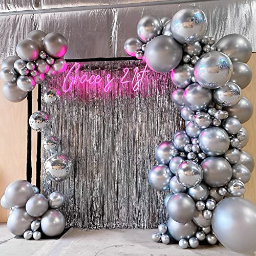 Image of Voircoloria 105pcs Metallic Silver Balloons 12inch Party Latex Balloons for Birthday Graduation Baby Shower Wedding Anniversary New Year Party Decorations