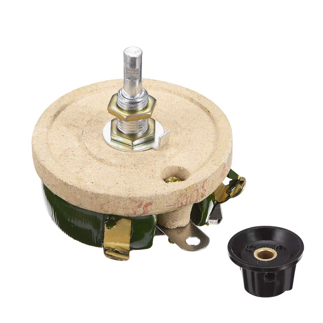 sourcing map Resistor De Reostato Variable De Potenciómetro De Cerámica Bobinado De 50W 300R Ohm Con Perilla