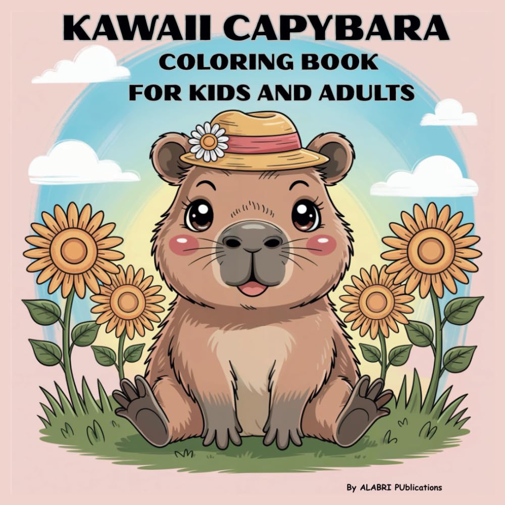 Kawaii Capybara Coloring Book For Kids And Adults: Cute Capybara Stuff Cute Capybaras for Relaxations And Stress Relief
