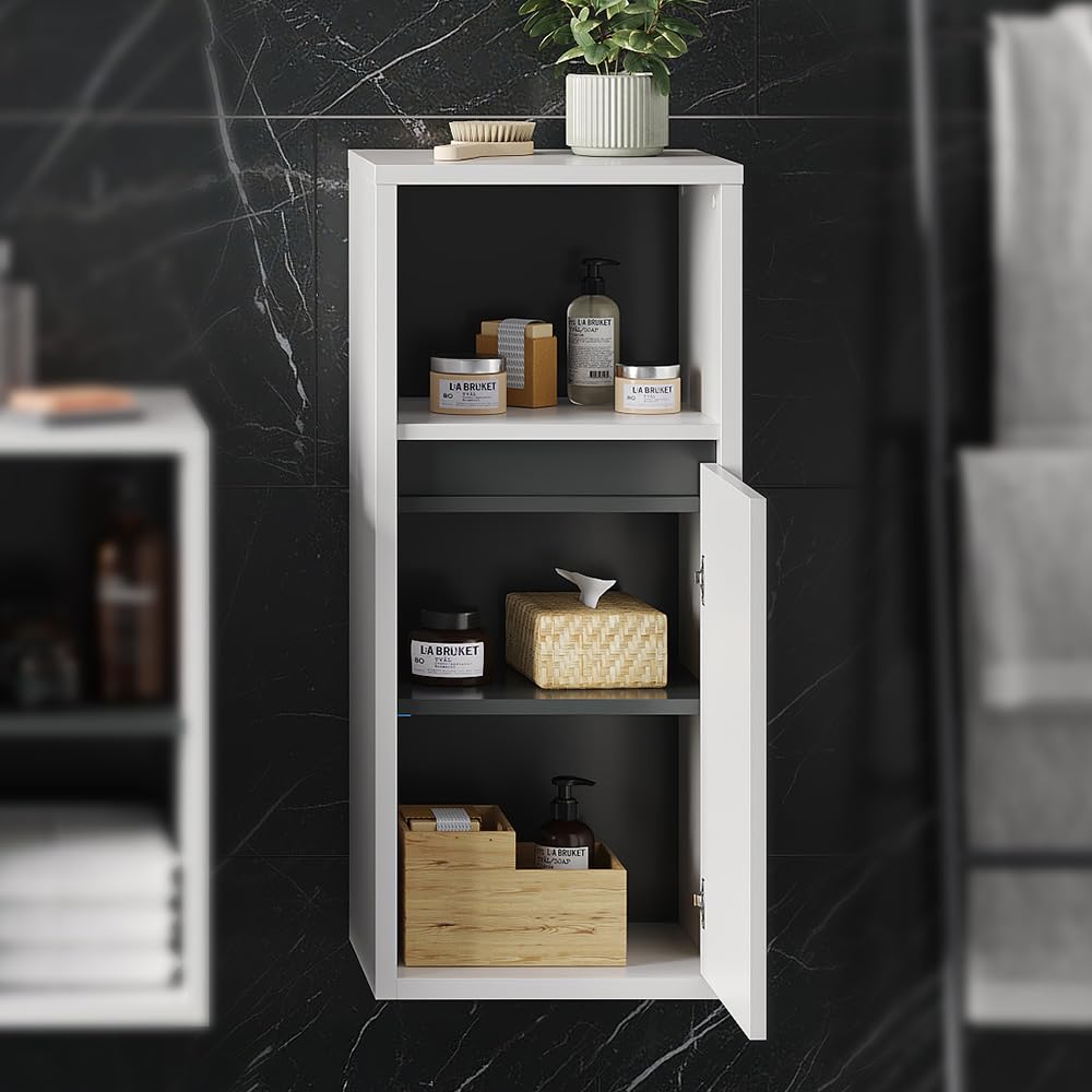 Vicco Meuble Salle de Bain Viola, Blanc, 38x80cm