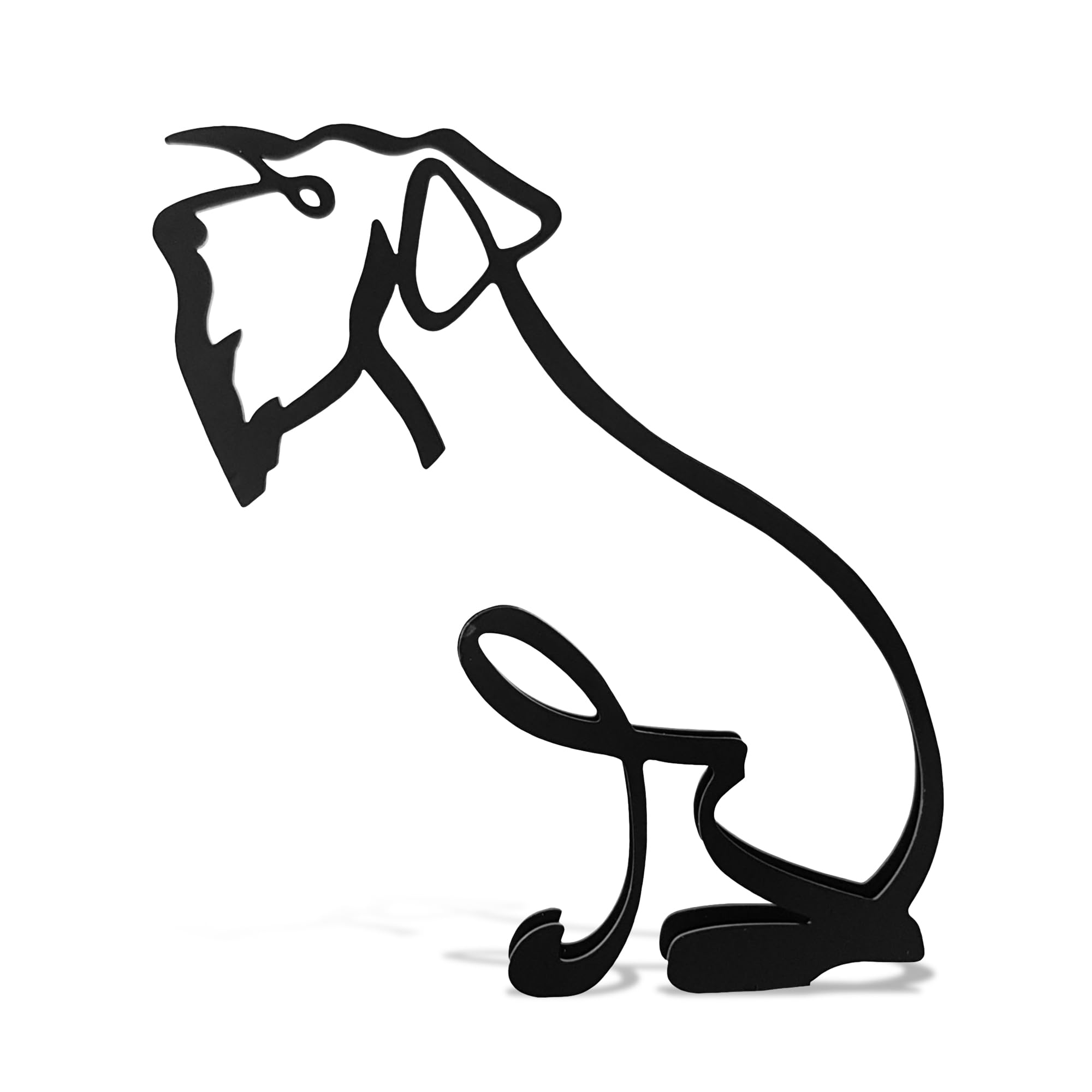 Minimalistic Black Metal Schnauzer Dog Statue Art Figurine Gift Desktop Ornament Decor (Large: 24x22x3cm)