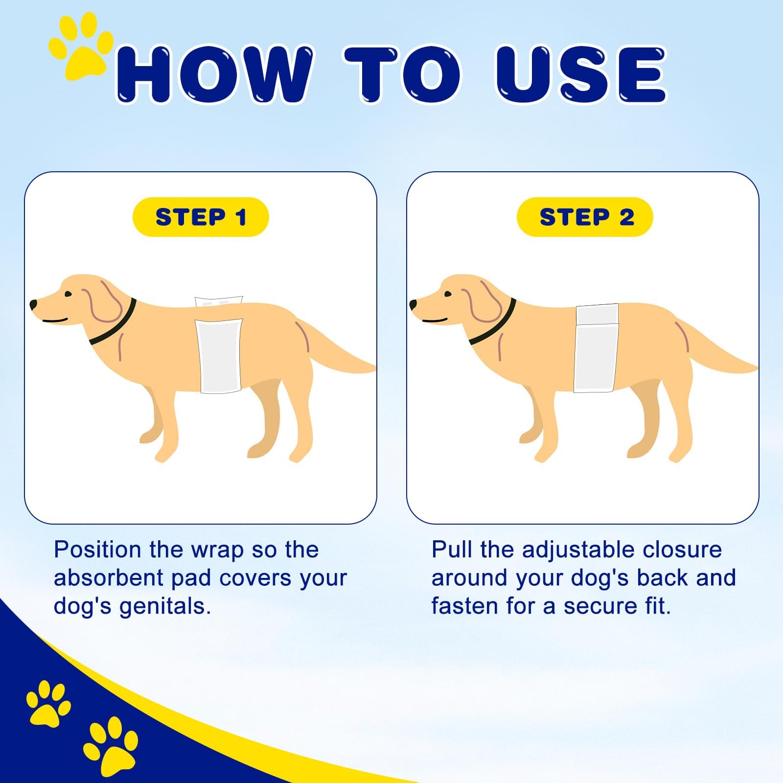 XPCARE 50 pañales desechables para perros machos, envolturas para perros machos, ajuste súper absorbente a prueba de fugas (pequeño)