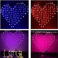 Vista 9 de Luces de cortina LED: luces de cortina en forma de corazón, luces de cascada, para telón de fondo, para dormitorio (luz roja)