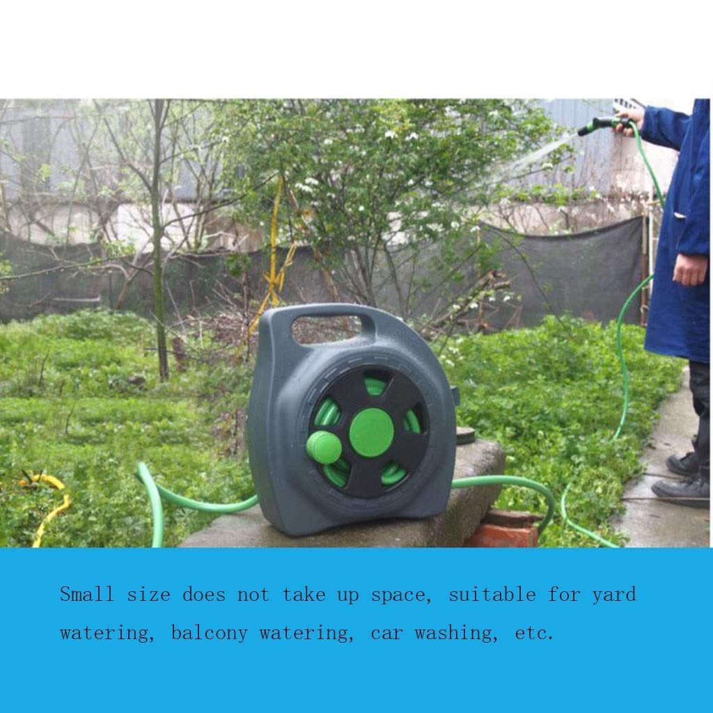 Manguera de Jardín, Enrollador Manual de Pared con Pistola Pulverizadora, Ideal para Terrazas, Balcones y Pequeños Espacios de Jardín (10 Metros)