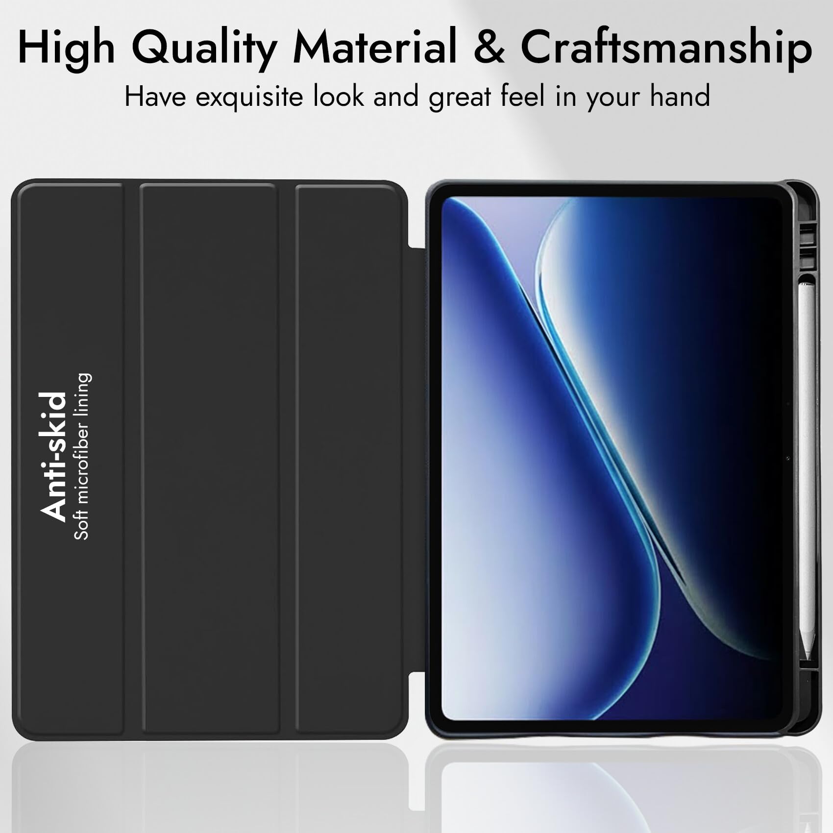 Robustrion Cover for OnePlus Pad Go 2 12.1 inch Cover Case with Pencil Holder, Trifold Cover Case for OnePlus Pad Go 2 Tablet Cover [Auto Sleep Wake Support] - Black — Amazon image 6