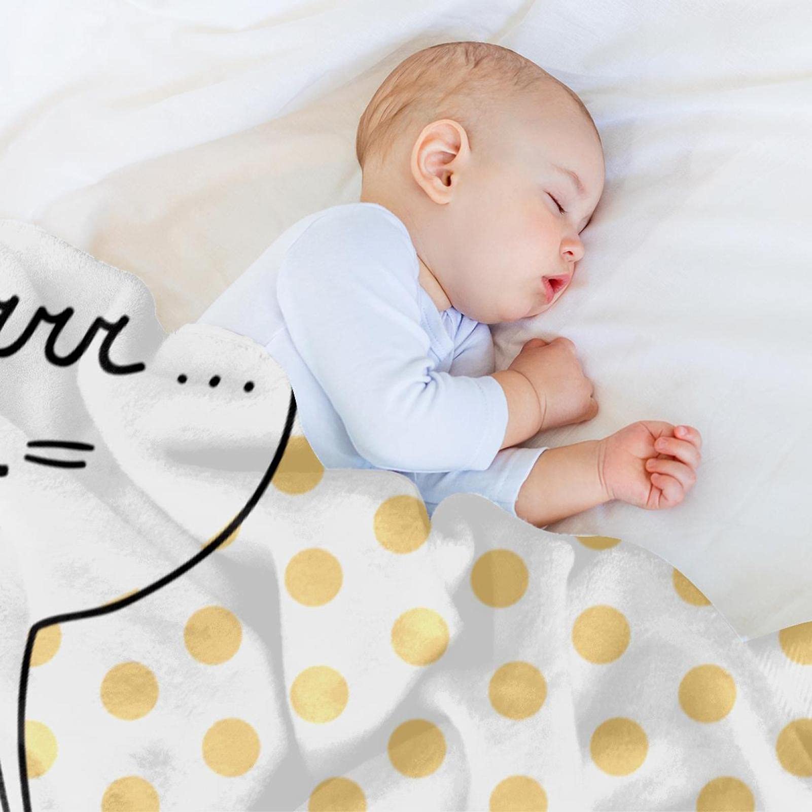 Simpatico divertente gatto arancione con sfondo a pois gialli coperta in pile, super morbida lussuosa coperta da biancheria da letto