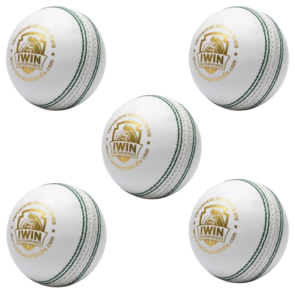 Test Professional Grade Leather Cricket Ball, White Regular Size, Genuine Alum-Hide, Hand Stitched Cricket Match Ball, Waterproof 5 Ball-image-3
