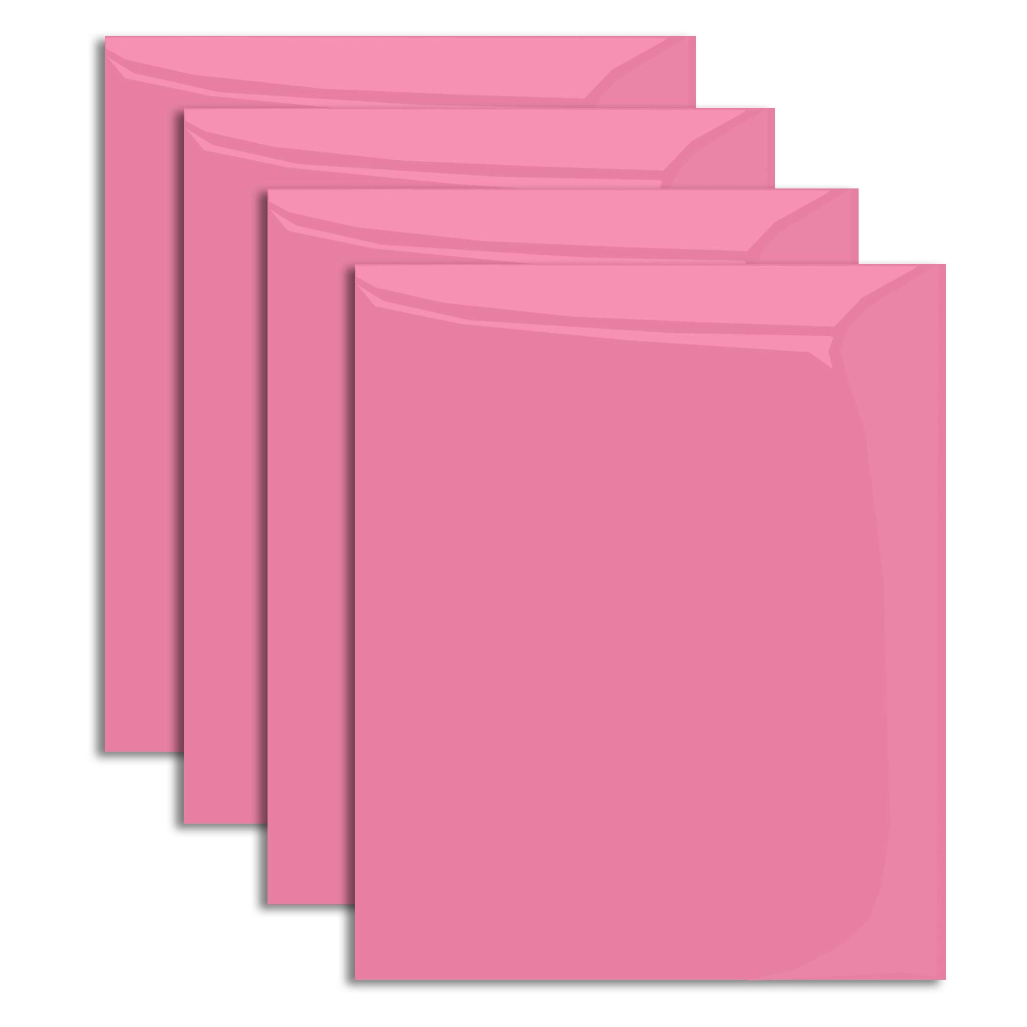 PU Heat Transfer Vinyl, Pink Iron On Vinyl 12" x 10" (4 x Sheets), for T Shirts Sports Clothing & Other Garments and Fabrics, Easy to Cut Apply & Press Pink Vinyl (Pink)
