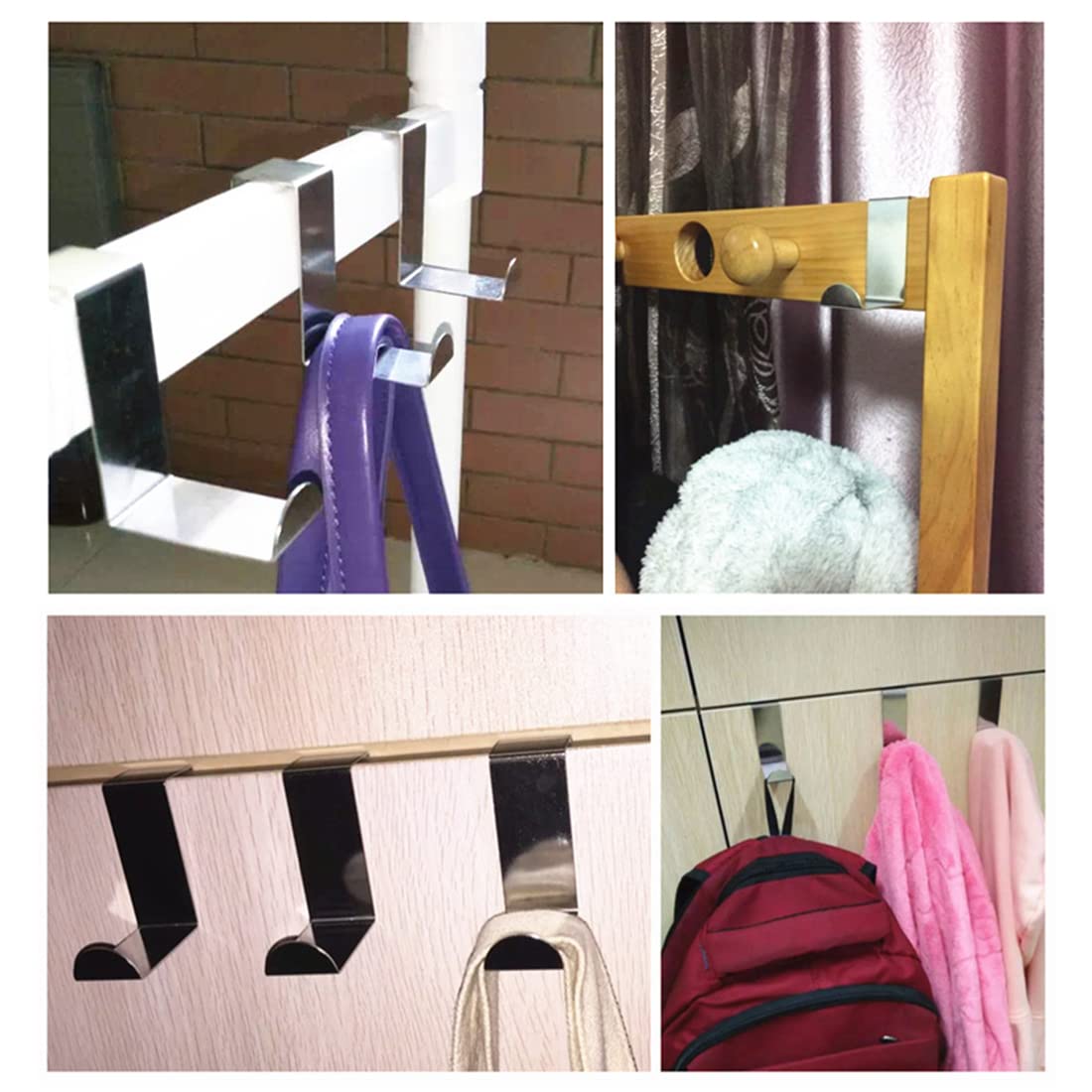 10 Ganci Reversibili Per Porte In Acciaio Inox - Appendiabiti Sopraporta Per Armadi E Guardaroba, 2 Misure