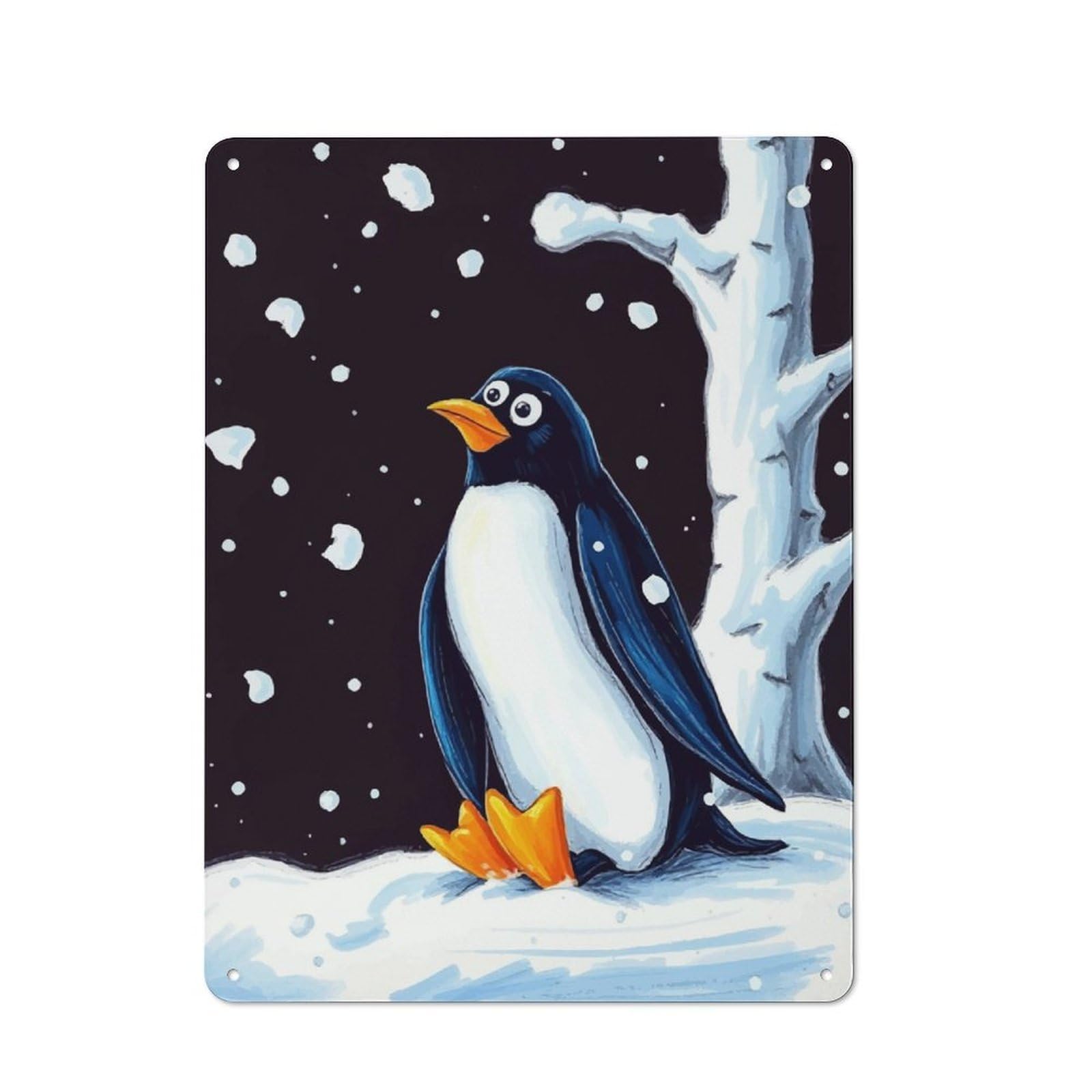 Junmoney Winter Penguin Meme Metal Sign 40X30cm With For Garage Wall, Vintage Decor, Tin Sign Wall Decor For Garages And Workshops