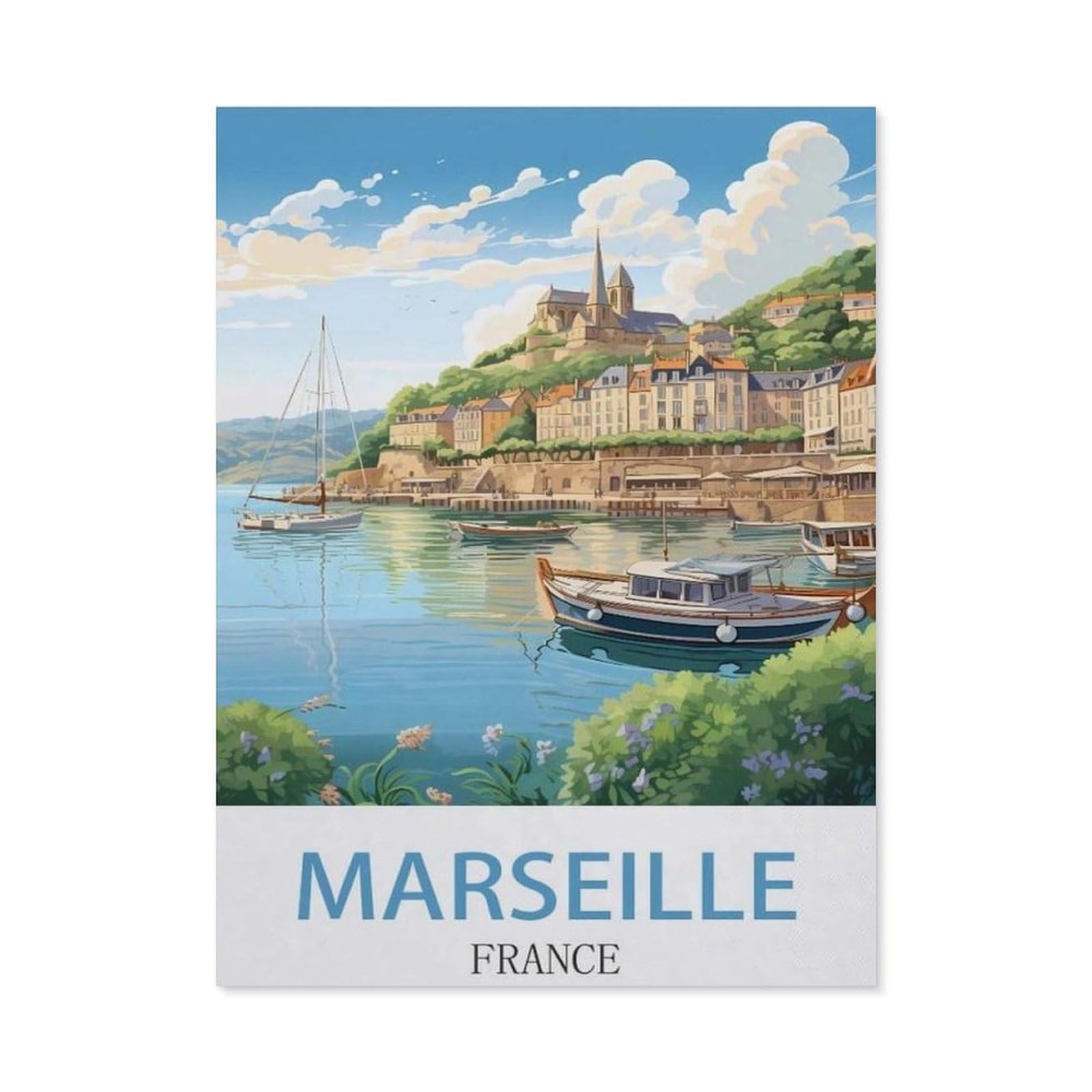 Metal Sign，Marseille France，Tin Signs New Year Easter Wall Decoration Bar Pub Family Cafe Signs Men Cave Gifts for Friends Family Fun Signs Nice Sign(15x30cm）6x12 inch-EC92